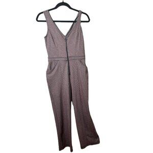 WILD FABLE Zip Front Houndstooth Jumpsuit Wide Leg Stretch Size XS